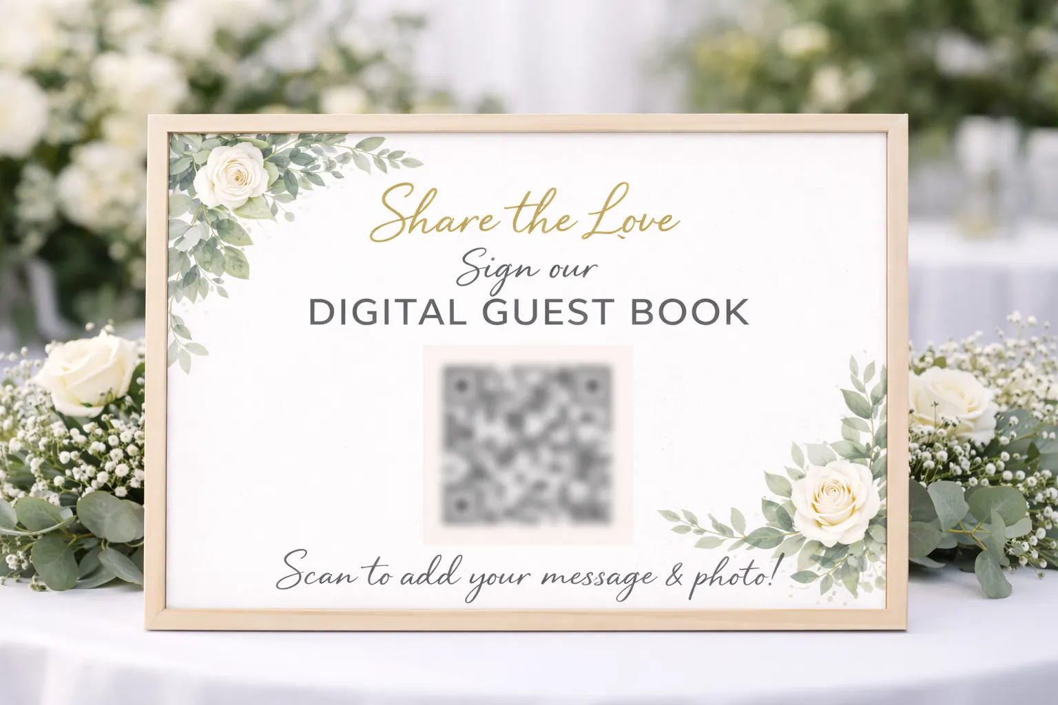 Digital wedding guest book used at wedding receptions and parties